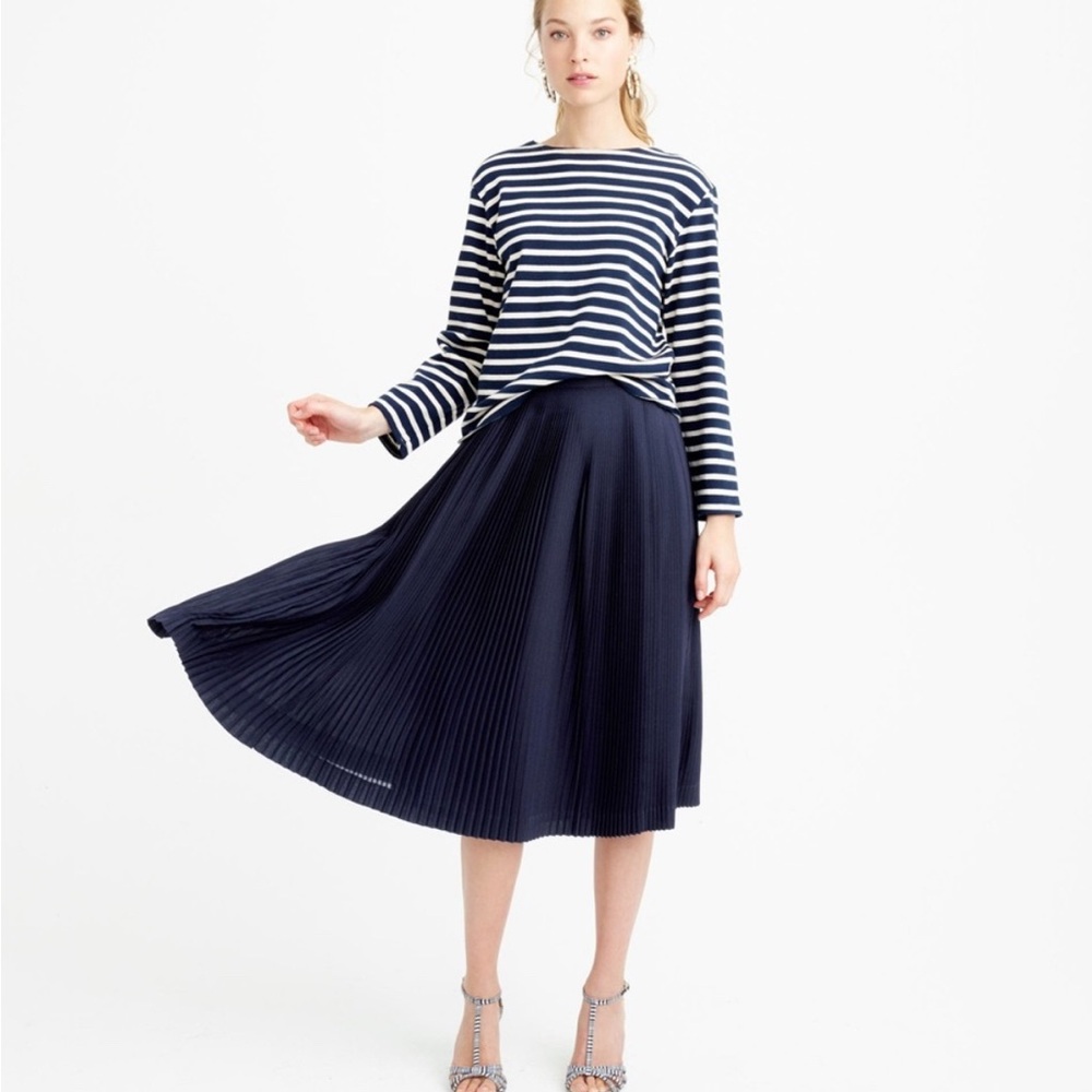 J. Crew Blue Midi A-Line Skirt Pleated Casual